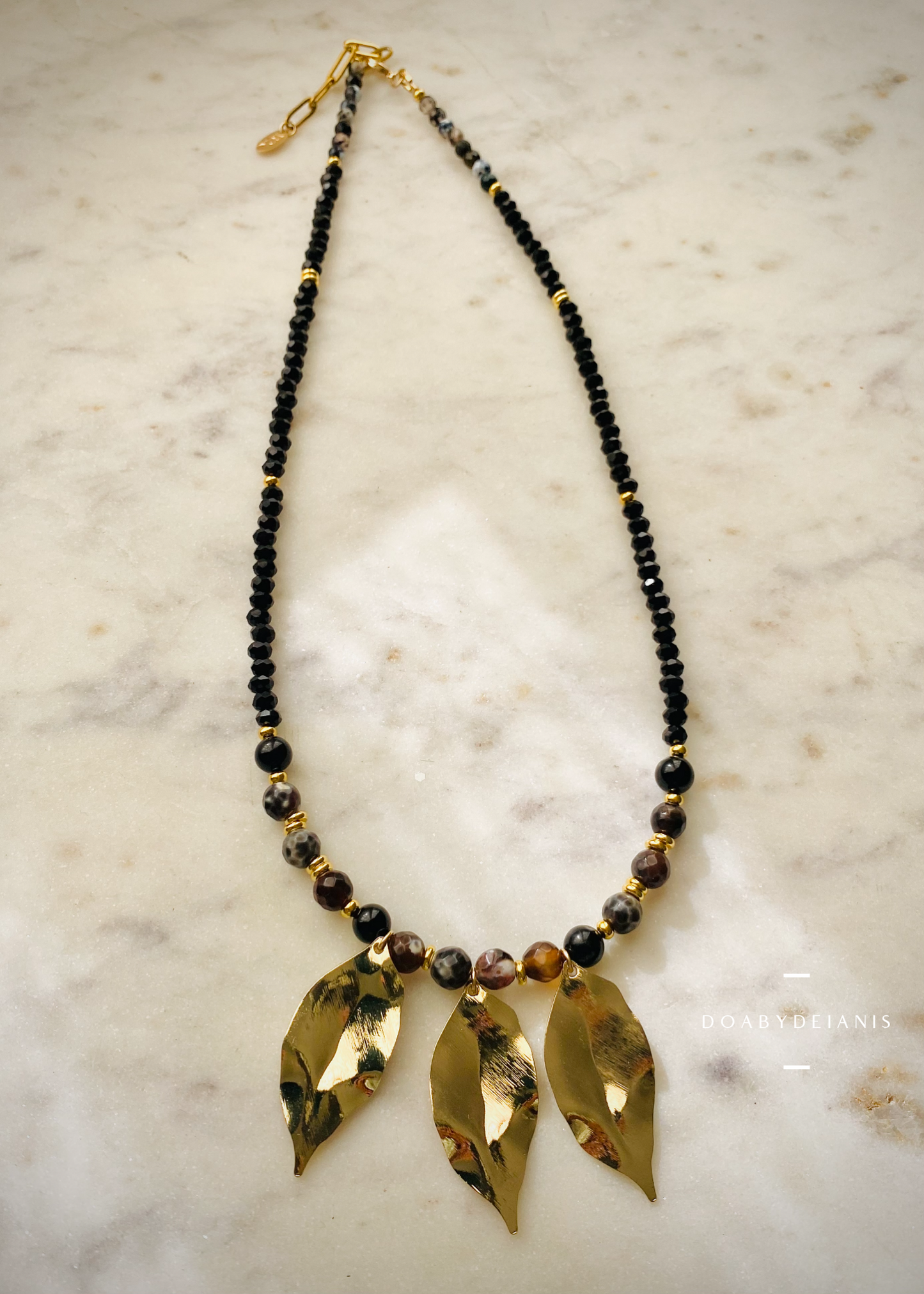 Laia Black Leaf Necklace