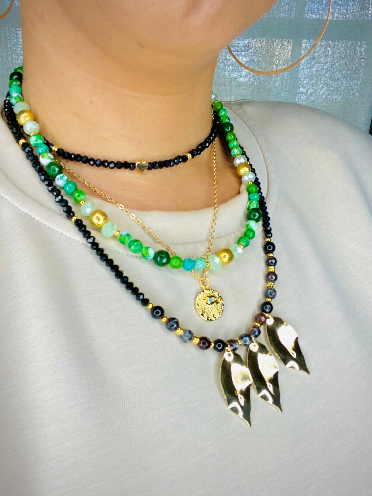 Laia Black Leaf Necklace