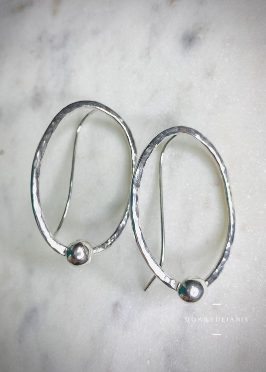 Cyra Full Moon Silver Earrings