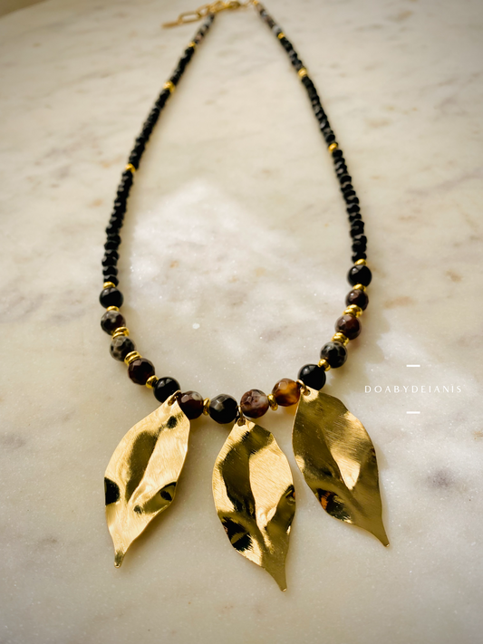 Laia Black Leaf Necklace