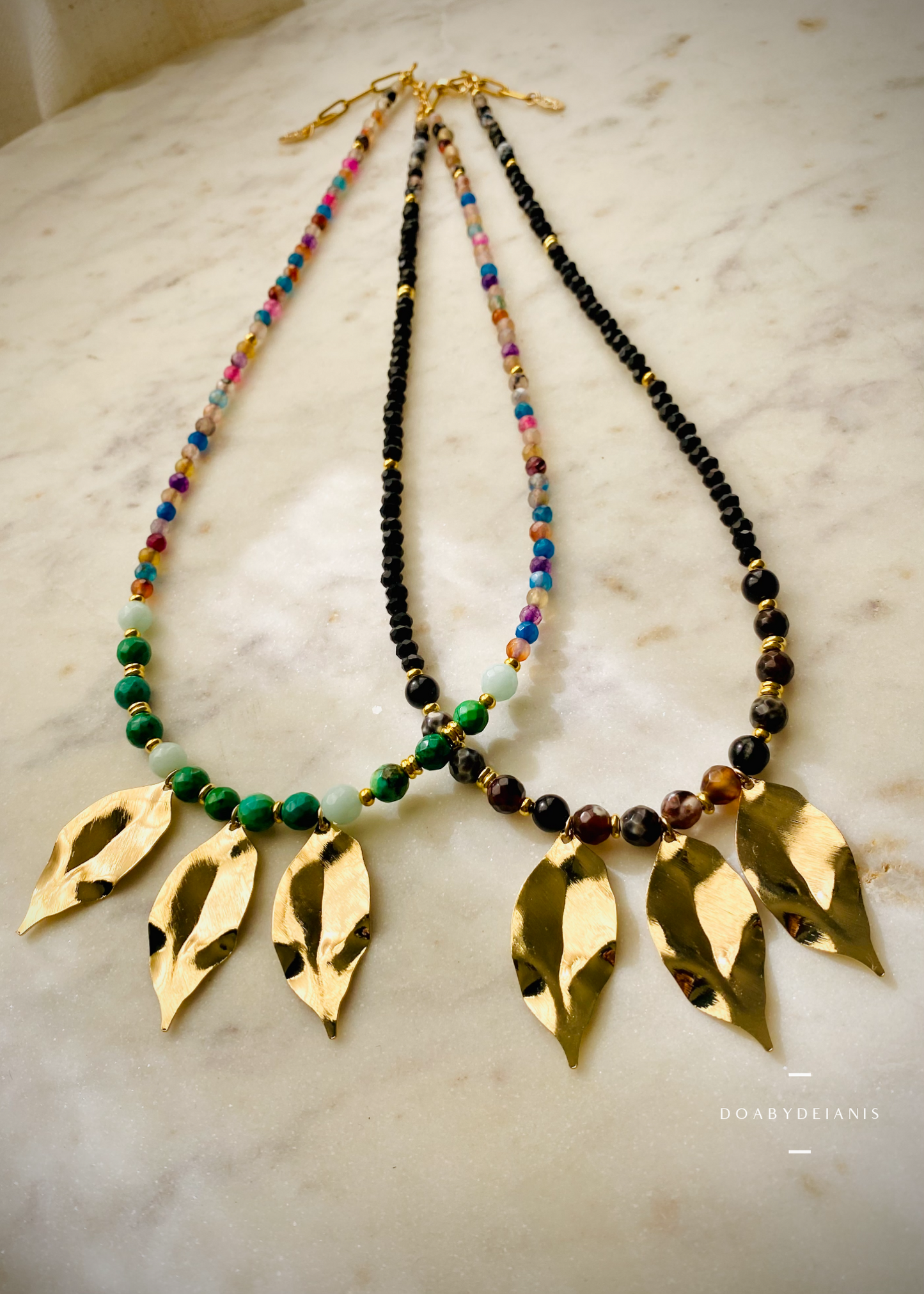 Laia Black Leaf Necklace